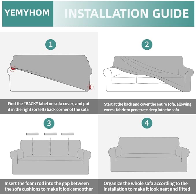 YEMYHOM Couch Cover Latest Jacquard Design High Stretch Sofa Covers for 2 Cushion Couch, Pet Dog Cat Proof Loveseat Slipcover Non Slip Magic Elastic Furniture Protector (Medium, Leaf Patten Black)