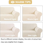 H.VERSAILTEX Stretch Sofa Covers for 3 Cushion Couch Covers Sofa Slipcovers for Living Room Feature Thick Checked Jacquard Fabric with Elastic Bottom, X-Large Sofa 101"-110" Wide, Cream