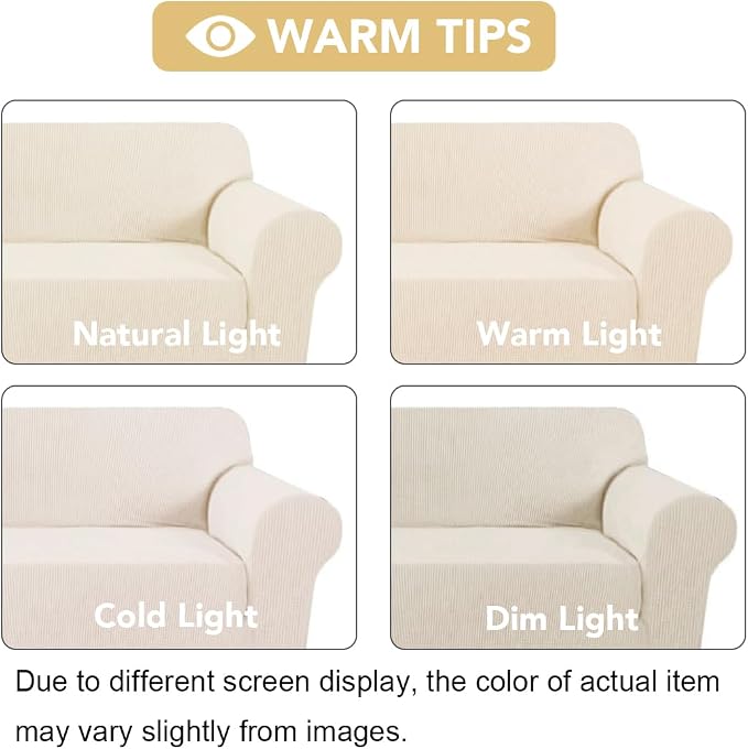 H.VERSAILTEX Stretch Chair Slipcover Sofa Cover Furniture Protector Cover High Spandex Small Checks Knitted Jacquard Sofa Cover Chair Covers for Living Room, Armchair 31"-40", Cream