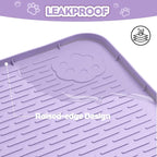 Silicone Cat Litter Mat for Litter Box 34”x22” Large Cat Mat, Purple | Waterproof, Non-Slip, Leak-Proof Rug Mat with Lip, Easy to Clean, Extra Large Litter Catcher Mat for Floor