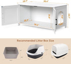 Homhedy 39.4" L Cat Litter Box Enclosure with Barn Door, White | Wooden Cat Washroom Furniture, Cat House, Pet Storage Cabinet, Dog-Proof, Fit Most of Litter Box, Farmhouse Style