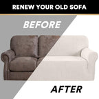Stretch Chair Cover Chair Slipcovers with Arms 1-Piece Chair Sofa Slipcovers or Living Room Non Slip Armchair Cover Furniture Protector Dogs Pet Friendly(Armchair,Ivory)