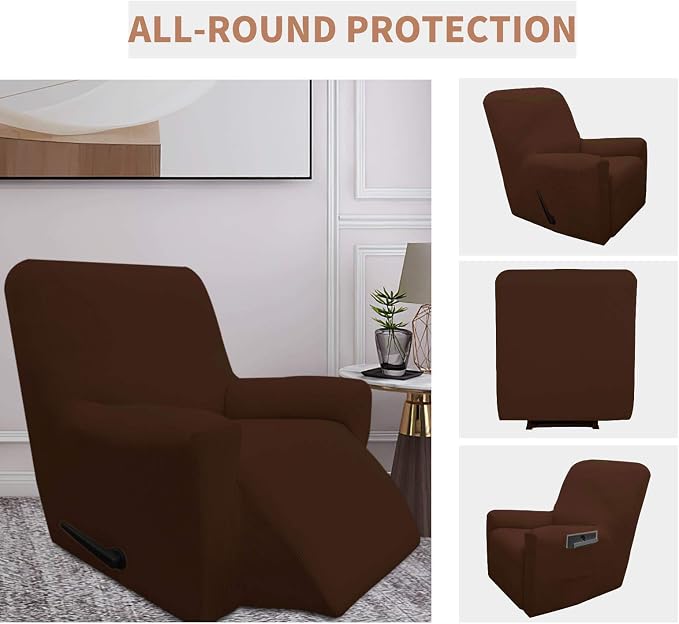 Easy-Going 100% Waterproof Recliner Chair Cover，1-Piece Recliner Slipcover | Dual Waterproof Couch Cover for Recliner，Leakproof Furniture Protector for Kids Pets Dog Cat Daily Stain, Coffee