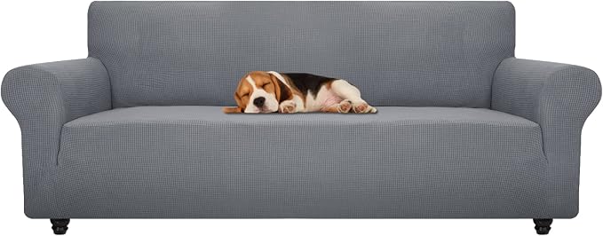 ZNSAYOTX Stretch Oversized Couch Cover Universal Sofa Covers for Living Room Dogs Pet Furniture Protector Spandex Extra Large Sofa Slipcovers with Anti Slip Foam Sticks (Light Grey, XL Sofa)