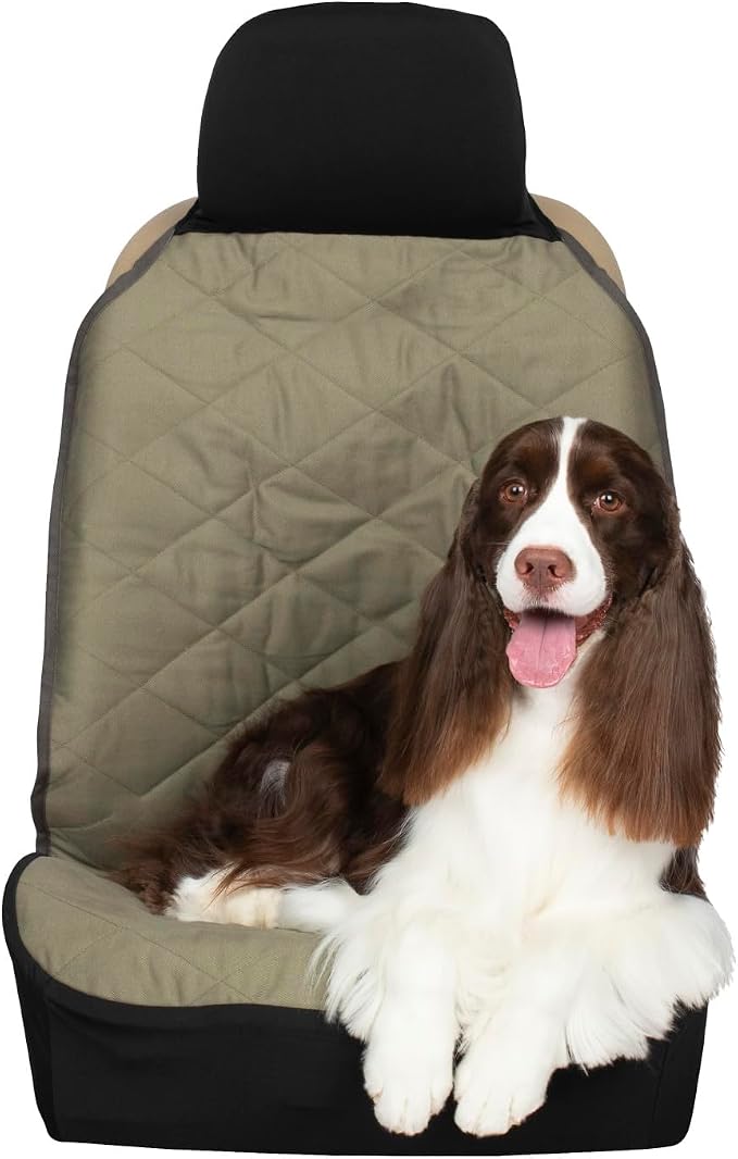 PetSafe Happy Ride Quilted Bucket Seat Cover - Long-Lasting Waterproof Padded Seat Protection with Secure Seatbelt Access - Keeps Leather Seats Clean & Protects from Scratches - Green