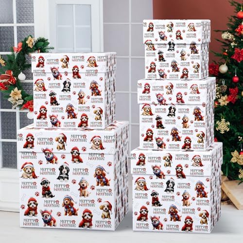 Roowest 5 Pcs Christmas Nesting Gift Boxes with Lids Dog Stackable - Image 4