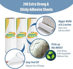 Aegis Giant Pet & Home Lint Roller Pet Hair Large Lint Roller with Extendable Long Handle, 6.3” Width with 240 Adhesive Extra Sticky Sheets for Furniture Carpet Floor and Curtains