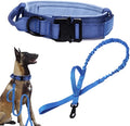 Tactical Dog Collar and Leash Set for Large Dogs with Handle,Dark Blue,L | 1000D Heavy-Duty Nylon Fabric,Quick-Release Metal Buckle,Adjustable Fit,Soft-Padded Webbing,D-Ring,for Training & Hiking