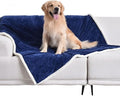 Waterproof Blanket for Bed, Dog Blankets for Large Dogs, Waterproof Cat Blanket Washable, Soft Sherpa Fleece Puppy Blanket, Reversible Throw Protector for Couch Car, 50"X60", Navy Blue