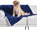 Waterproof Blanket for Bed, Dog Blankets for Large Dogs, Waterproof Cat Blanket Washable, Soft Sherpa Fleece Puppy Blanket, Reversible Throw Protector for Couch Car, 50"X60", Navy Blue