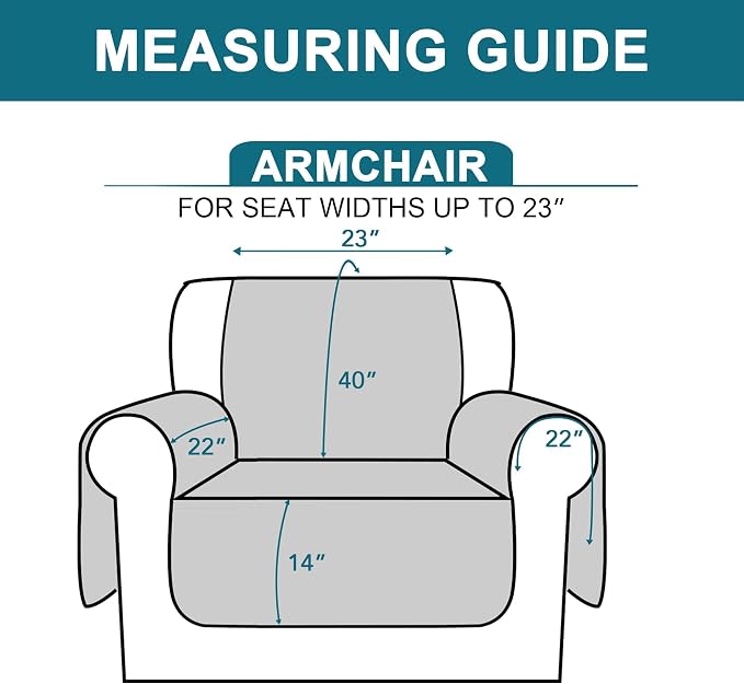 Turquoize 100% Waterproof Sofa Covers Chair Cover Slipcover Couch Protector Triple Non-Slip Sofa Slipcover for 1 Cushion Furniture Protector for Pets, Kids,Dog (Chair 23", Navy)