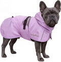Luciphia Dog Raincoat, Adjustable Hooded Reflective Jacket with Pocket | Purple Medium dog rain jacket with leash hole, buckle-on, non-stick fur. For daily walks. Multiple colors and sizes.