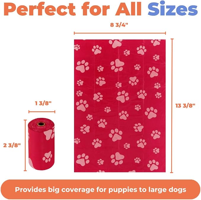 Best Pet Supplies Poop Bags for Dogs - Red, 240 Count | Scented, Leak-proof, Easy-Tear perforations, 15 Thick Bags per roll, Outdoor Walking & Travel, Fits Standard Holders