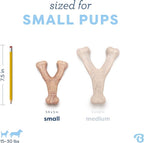 Benebone Puppy Wishbone Dog Chew Toy, Made in USA, Real Bacon Flavor, Small