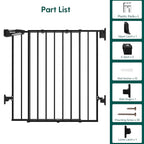 Babelio No Bottom Bar Baby Gate, 28" H x 26-43" W, Black | Easy Install| One-handed Opening| Auto-close| Drill Needed Indoor Safety Dog/Pet Gate for Stairs, Hallways & Doorways