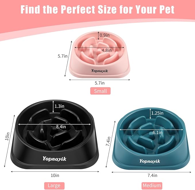 Slow Feeder Dog Bowls for Large Dogs | Non-Slip Base, Anti-Choking Design, Reduces Bloating & Overeating, Easy to Clean, 4 Cups