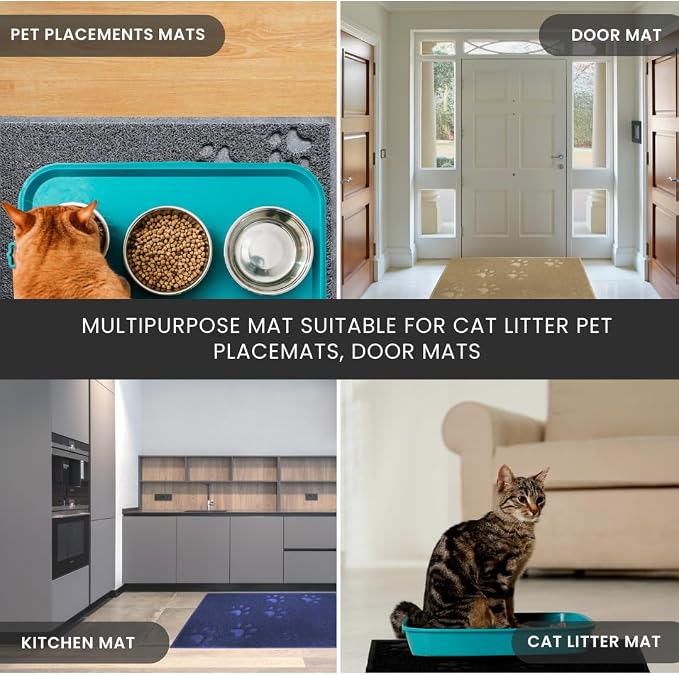 Andalus Small Cat Litter Mat, Pack of 2 - Waterproof, Non-Slip & Easy to Clean Cat Litter Box Mat for Extra Efficient Pet Litter-Trapping, Grey (15.75” X 11.75”)