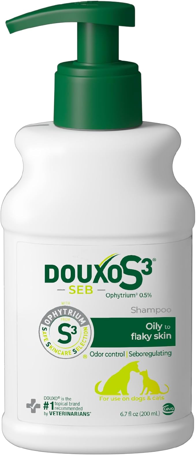 Douxo S3 SEB Dog Seboregulating Shampoo, 0.5% Ophytrium, 6.7 fl oz | Seborrhea Treatment for Dogs & Cats, Helps Control Dandruff, Unpleasant Odors & Oily/Flaky Skin, 0.5% Ophytrium, 6.7 fl oz