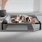 Elevated Dog Bed with Breathable Mesh Hammock, Heavy Duty Steel Frame Raised Indoor Outdoor Dog Bed for Large Cats, Medium & Small Dogs, 25.98"x17.72" Up to 140lbs, Gray
