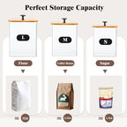 Kitchen Canisters Set of 3, Metal Flour Sugar Storage Containers with Airtight Lids-Canisters Sets for Kitchen with Customizable Chalkboard Labels & Marker Pen-Spice, Coffee Storage Jars(White)