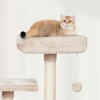 Cut Cat Tree Cat Tower Condo with Hammock Kittens Scratching Post Beige | MIAO PAW Cat Bed For Indoor Modern Activity Tree for small Cat with Board Hanging Ball Play House