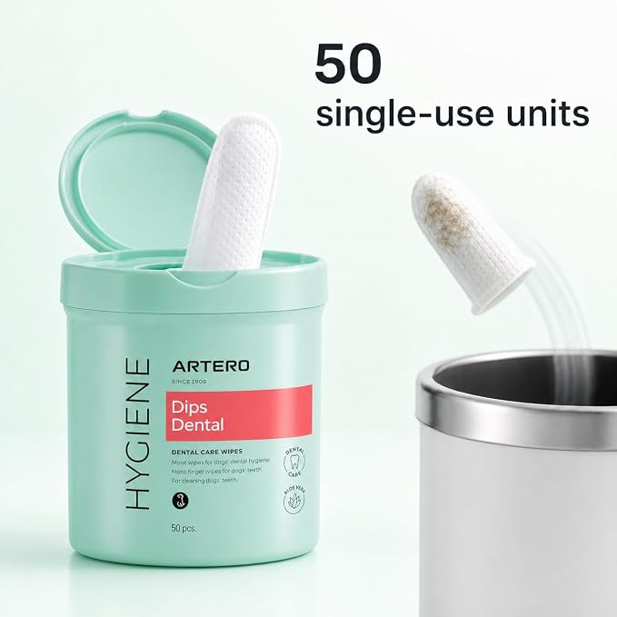 ARTERO Disposable Teeth Cleaning Wipes for Dogs and Cats - 50 Wipes