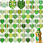 72 Pcs St Patrick's Dog Bandanas Bulk St Patrick's Bandanas for Dog Adjustable Washable Pet Triangle Scarf Soft Kerchief Bib for Irish Party Holiday Pet Costume Accessories by Bulyoou