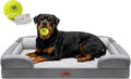 Waterproof Orthopedic Dog Bed for Extra Large Sized Dogs | Memory Foam Pet Bed Sofa with Bolster, Dog Couch with Washable Cover & Non-Slip Bottom, 45x35 Inch, Grey