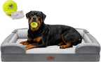 Waterproof Orthopedic Dog Bed for Extra Large Sized Dogs | Memory Foam Pet Bed Sofa with Bolster, Dog Couch with Washable Cover & Non-Slip Bottom, 45x35 Inch, Grey