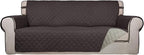PureFit Reversible Quilted Couch Covers for Dogs Oversized Sofa Cover 78” | Chocolate/Beige, Water Resistant Couch Protector, Washable Pet Couch Cover with Non Slip and Elastic Straps For Kids