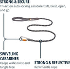 Ruffwear, Knot‑a‑Leash, Climbing‑Inspired Rope Leash, 5 ft Reflective Rope, Secure Auto‑Locking Swivel Carabiner, Tubular Handle, Accessory Loop for Pick‑Up Bags, Obsidian Black, Large