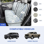 4Knines Dog Seat Cover for Back Seat, Heavy Duty Waterproof Rear Seat Protector for Large Trucks, SUVs, Cars - Fits 60/40 Split Bench with Middle Seat Belt, Non-Slip Backseat Cover (Extra Large, Grey)