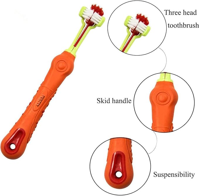 Orgrimmar 8 Pcs 3-Sided Pet Toothbrush Dog Cat Mouth Dental Teeth Care | Pet Brush for Bad Breath Tartar Cleaning