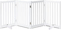 LZRS Freestanding Extra Wide Dog Gate 80" W x 30" H Solid Wooden Pet Gate for Doorways, Stairs, Hallways,Kitchens& Long Areas, Expandable & Foldable with Support Feet,Indoor Use,White