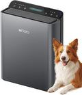 Afloia Air Purifier for Home & Bedroom, 2,000 ft², PM2.5 Monitor | Europa 2.0 Grey features a PM2.5 Air Quality Monitor, Smart Auto Mode, and a washable pre-filter for large homes.