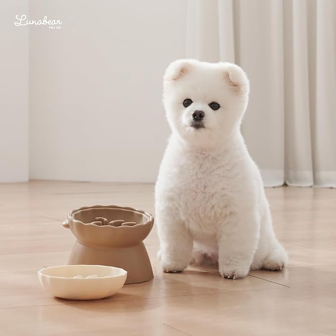 Slow Feeder Dog Bowls Made of Premium Food-Grade Silicone | Anti-Choking & Slow Eating for Improved Digestion, Non-Slip, Soft & Durable, Quiet Dog Bowl, Cute (Brown, Doggy)