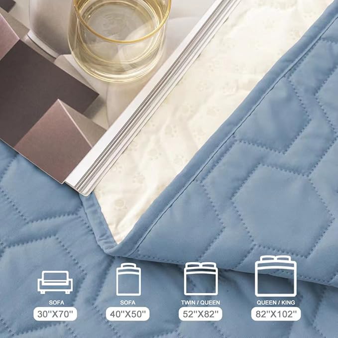Tcksstex Waterproof and Anti-Slip Dog Bed Cover and Pet Blanket Sofa Pet Bed Mat ，car Incontinence Mattress Protectors Furniture Couch Cover for Most Cats Dogs, Pets（52x82-Stoneblue）