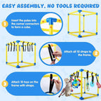 Puppy-Play-Gym for Small Dogs with 10 Dog Toys,19.5" Indoor-Jungle-Play-Gym | Removable Dog Enrichment Playground Interactive Dog Squeaky Toys Puppy Training Center, Adjustable PVC Frame for Puppies Cat