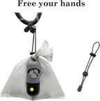 Dog Poop Bags Holder with LED Flashlight|Pet Waste Bags Dispenser for Leash|Doggie Potty Bags Container with Leak-proof Pet Trash Bags and Accessories (2 Holders 30 Bags, Grey and Black)