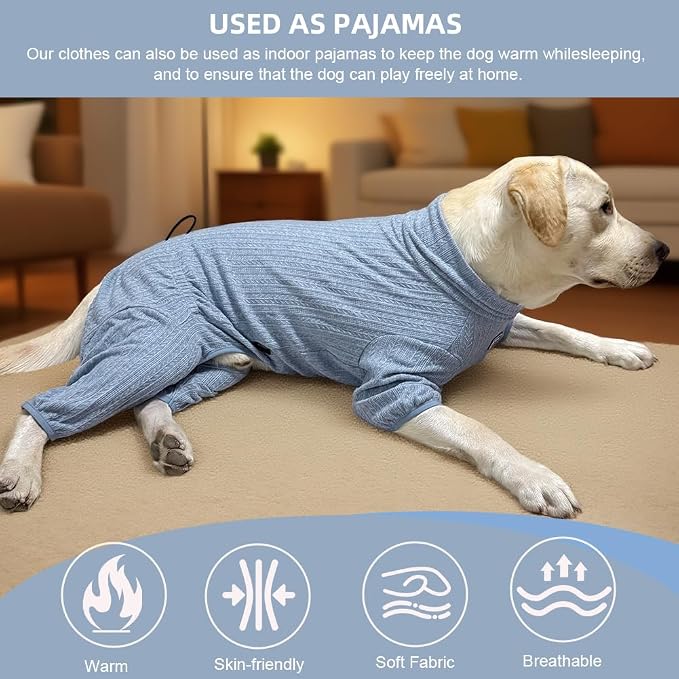 Dog Pyjamas Sweater Clothing and Loungewear Suitable for Medium to Large Breeds of Dogs, Dog Neutering Suits, Extra-Large Stretch Fabric, Four-Legged Dogs Clothes Pyjamas(Sweater Blue, 4XL)