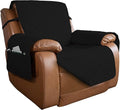 PureFit Reversible Quilted Oversized Recliner Sofa Cover, Water Resistant Furniture Protector, Washable Couch Cover with Elastic Straps for Kids, Pets (Large, Black/Black) | Black/Black, Water Resistant Couch Protector, Washable Pet Couch Cover with No...