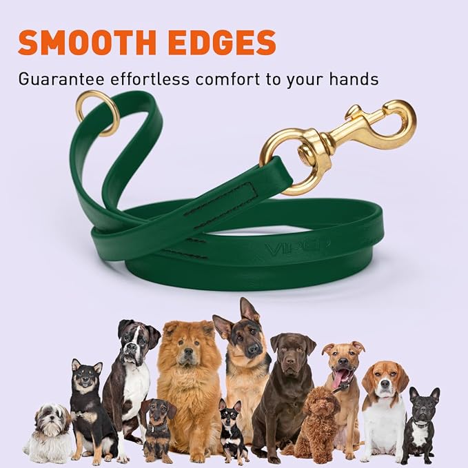 Viper Biothane K9 Working Dog Leash Waterproof Lead for Tracking Training Schutzhund Odor-Proof Long Line with Solid Brass Snap for Puppy Medium and Large Dogs 6ft, Hunter Green
