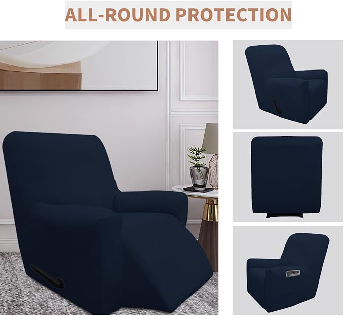 Easy-Going 100% Waterproof Recliner Chair Cover，1-Piece Recliner Slipcover | Dual Waterproof Couch Cover for Recliner，Leakproof Furniture Protector for Kids Pets Dog Cat Daily Stain, Dark Blue