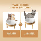 Havniva Elevated Cat Bowls, Ceramic Cat Bowl with Bamboo Stand Wide Opening | 5.7” Raised Cat Food Bowls, Whisker Friendly Cat Dish, Anti-Slip Cat Water Bowls, Shallow Cat Bowls, Cat Food & Water Bowl