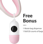 Fida Retractable Dog Leash with Dispenser and Poop Bags, 16 ft Pet Walking Leash for Medium Dog or Cat up to 44 lbs, Anti-Slip Handle, Tangle Free, Reflective Nylon Tape (M, White)