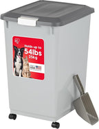 IRIS USA Dog Food Storage Container, Up to 54 lbs, Gray/Dark Gray | Made in USA, Comes with Wheels & 2-Cup Scoop, Airtight Seal, BPA-Free, Bird Seed, Cat food, Cat Litter, Treats, Pellets