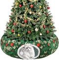 Cat Tunnel Christmas Tree Skirt, Foldable Donut Tunnel Bed Green by Midollarle