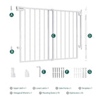 Babelio Extra Tall No Bottom Bar Baby/Dog Gate, 34" H, 29.7-46.5" W, White | Hardware Mount Pet Gate for Indoor Doorways and Hallways with Auto Close, Stay-Open, Wide Walk-through Door, Easy Install