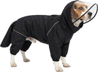 Dog Raincoat for Medium Large Dogs,rain Jacket Coat, Full Leg Coverage Waterproof Rain Suit with Detachable Hood & Tail, Reflective Strips, Snag-Free Top Zipper (Black for Boy, X-Small)