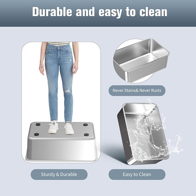 Stainless Steel Sifting Litter Box, for Pine Wood Pellet Cat Litter, XXL Metal Cat Litter Boxs with Lid, 23.6''X15.7''X14'' High-Sided Litter Box,Leak-Proof,Easy to Clean, with Scoop, Urine Pad, Liner